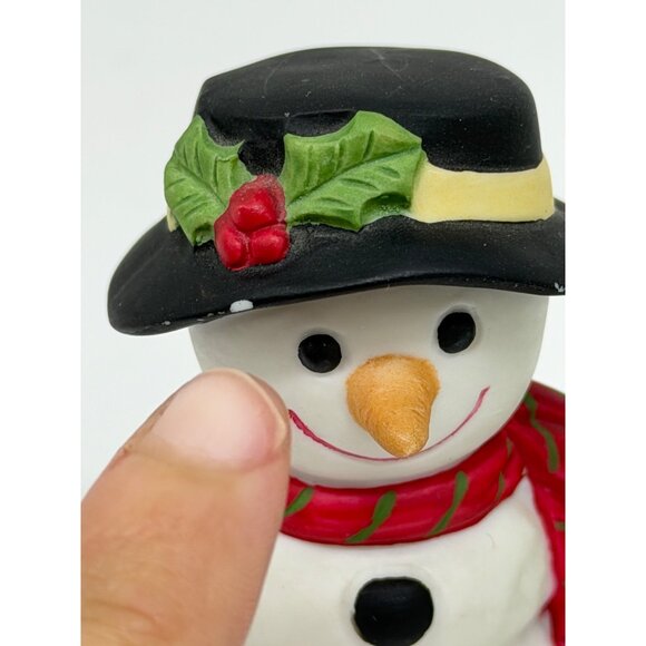 VTG Homco Christmas Snowman & Pine Tree Ceramic Figurine Set 2.5" Holiday Decor - Picture 3 of 7